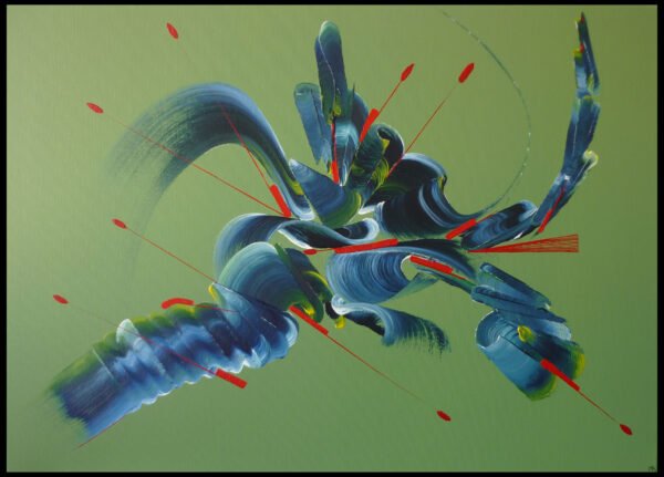 Souvenirs lointains – Tableau abstrait contemporain de Martine Belfodil Tableau abstrait contemporain de Martine Belfodil intitulé Souvenirs lointains, aux couleurs harmonieuses et évocatrices.