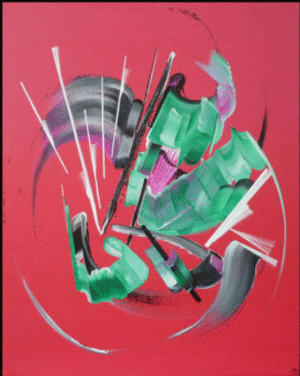 La bulle de Mya – peinture abstraite douce et enveloppante par Martine Belfodil