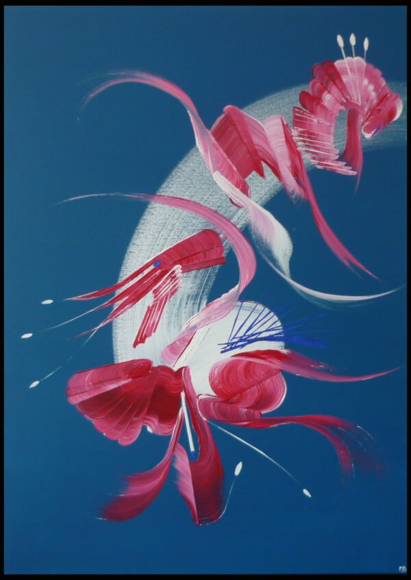 peinture-abstraite-intrusion-martine-belfodil Intrusion – œuvre murale abstraite-bleu-Martine Belfodil, lignes et formes contrastées pour créer tension et mouvement