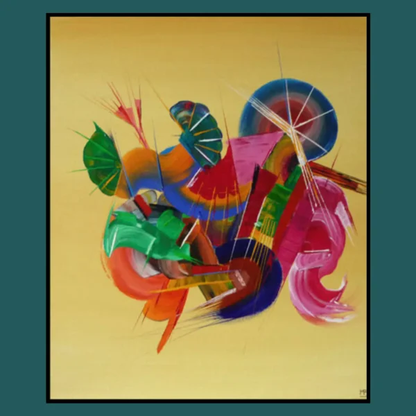 peinture-abstraite-jaune-Musique-martine-belfodil Peinture abstraite jaune - Musique - rythmée et expressive par Martine Belfodil