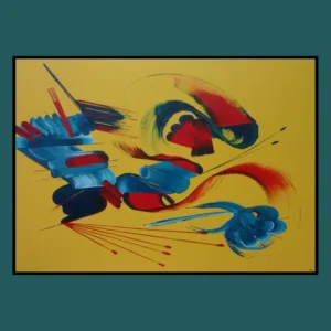 Peinture abstraite jaune - Déluge de Martine Belfodil