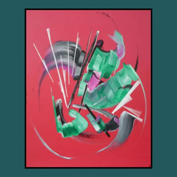 peinture-abstraite-rose vif-La-bulle-de-Mya-martine-belfodil La bulle de Mya – peinture abstraite rose vif Martine Belfodil, formes rondes et couleurs douces, ambiance poétique