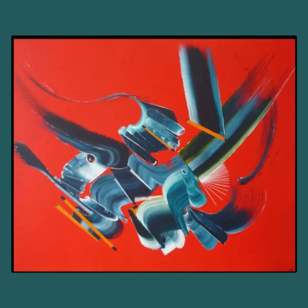 peinture-abstraite-rouge-Rebellion-martine-belfodil Rébellion – peinture abstraite rouge puissante et contrastée par Martine Belfodil