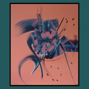 Vibration – peinture abstraite-saumon- rythmée et dynamique par Martine Belfodil