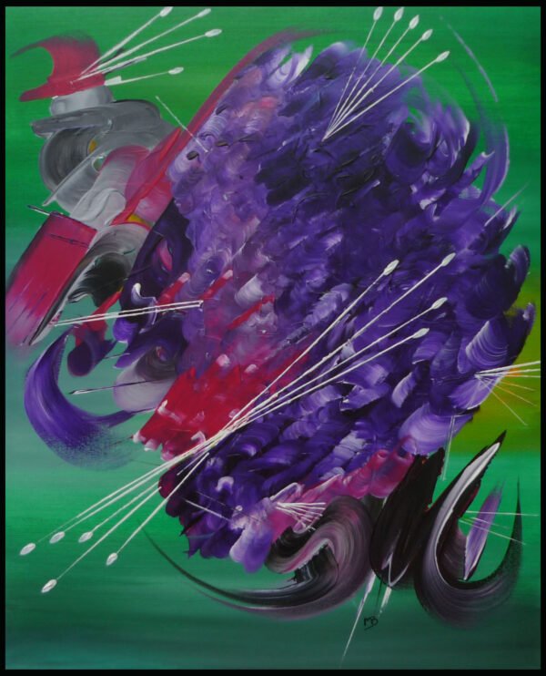 peinture-abstraite-tourbillon-martine-belfodil Le tourbillon – peinture abstraite-vert- dynamique et puissante par Martine Belfodil