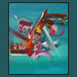 Fusion – peinture abstraite-vert-harmonieuse aux couleurs fusionnées par Martine Belfodil