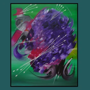 Le tourbillon – peinture abstraite-vert- dynamique et puissante par Martine Belfodil