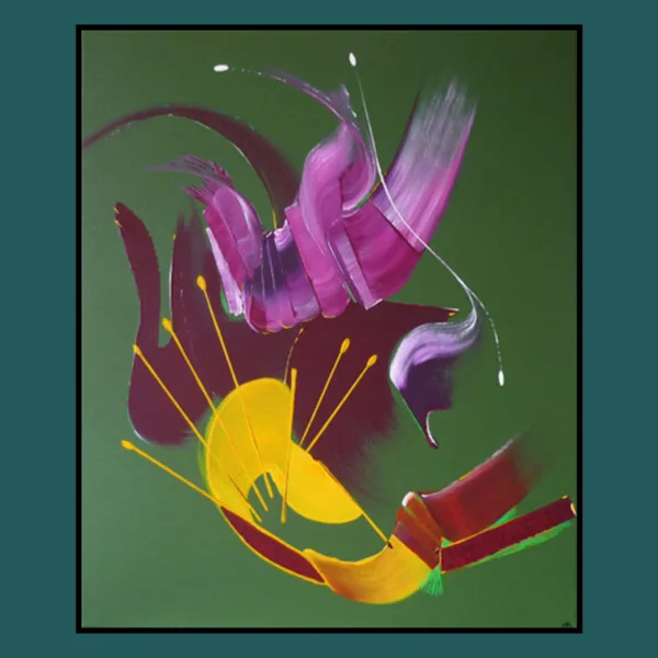 peinture-abstraites-vert-foncé-Le-messager-martine-belfodil peinture-abstraites-vert-fonce-Le-messager-martine-belfodil. murale abstraite Martine Belfodil, composition originale et harmonieuse sur toile