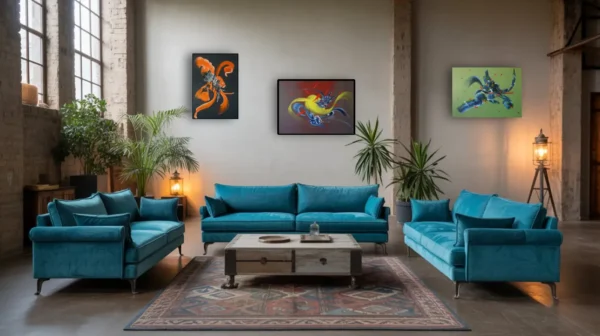 poesie-des-leurres-noir-peinture-abstraite-piece-martine-belfodil Peinture abstraite noir Poésie des leurres de Martine Belfodil dans une pièce contemporaine