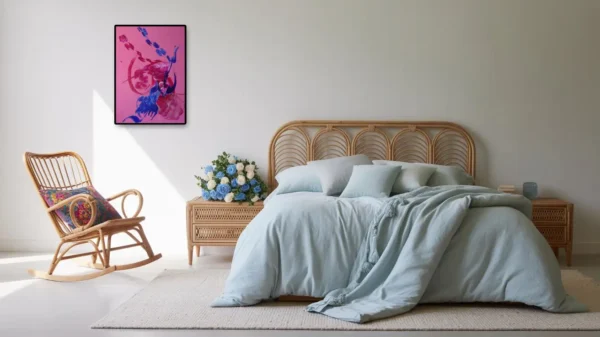 reves-suspendus-rose-peinture-abstraite-chambre-martine-belfodil.jpg Peinture abstraite rose Rêves suspendus de Martine Belfodil dans une chambre contemporaine