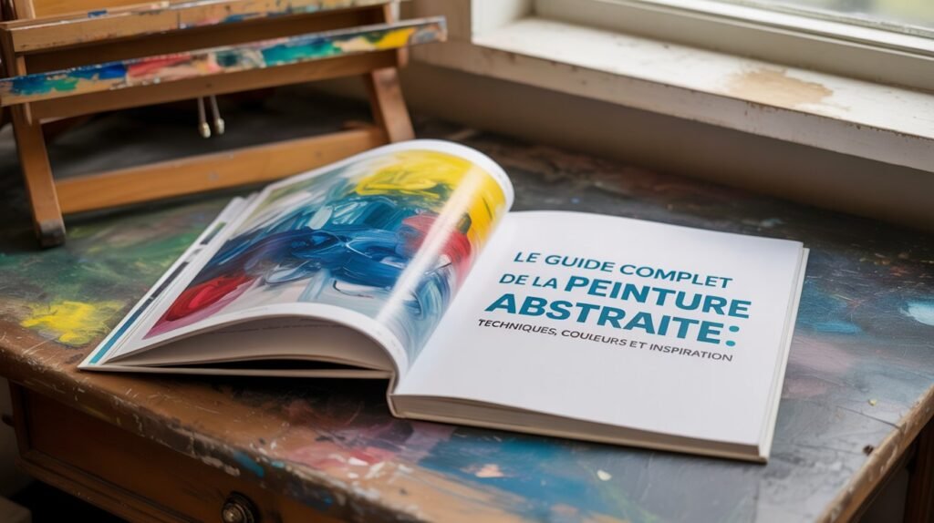 Illustration abstraite aux formes libres et couleurs harmonieuses, représentant la créativité et les techniques de la peinture abstraite selon Martine Belfodil.